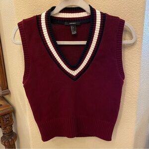 FOREVER 21 Girls Burgundy Preppy Vest Size Large